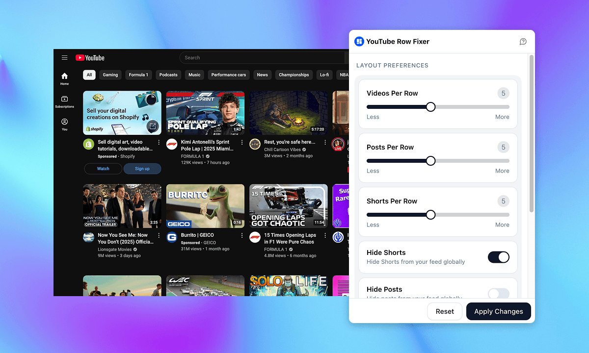 YouTube Row Fixer